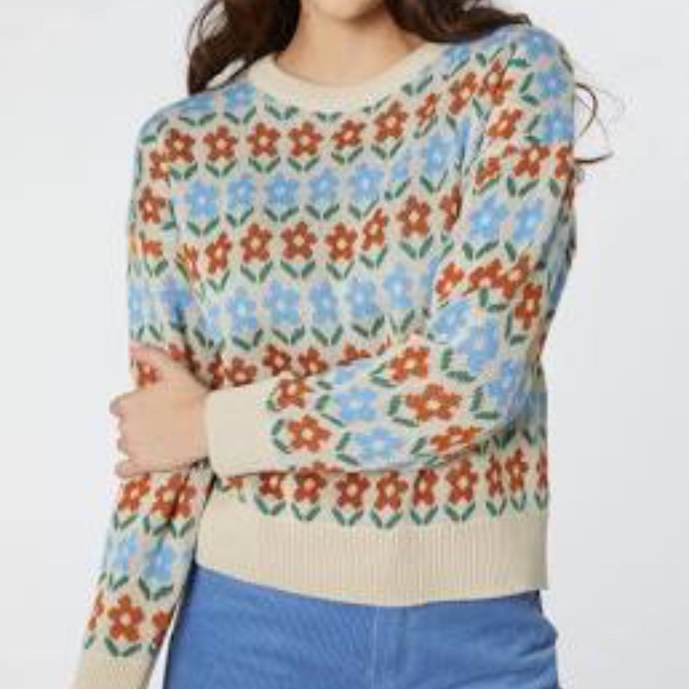 Princess Highway Floral Sweater in Cream, Blue, and Orange